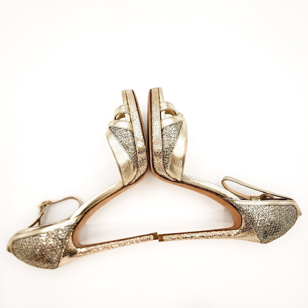 Jimmy Choo Gold Glitter Heels - Picture 6 of 8